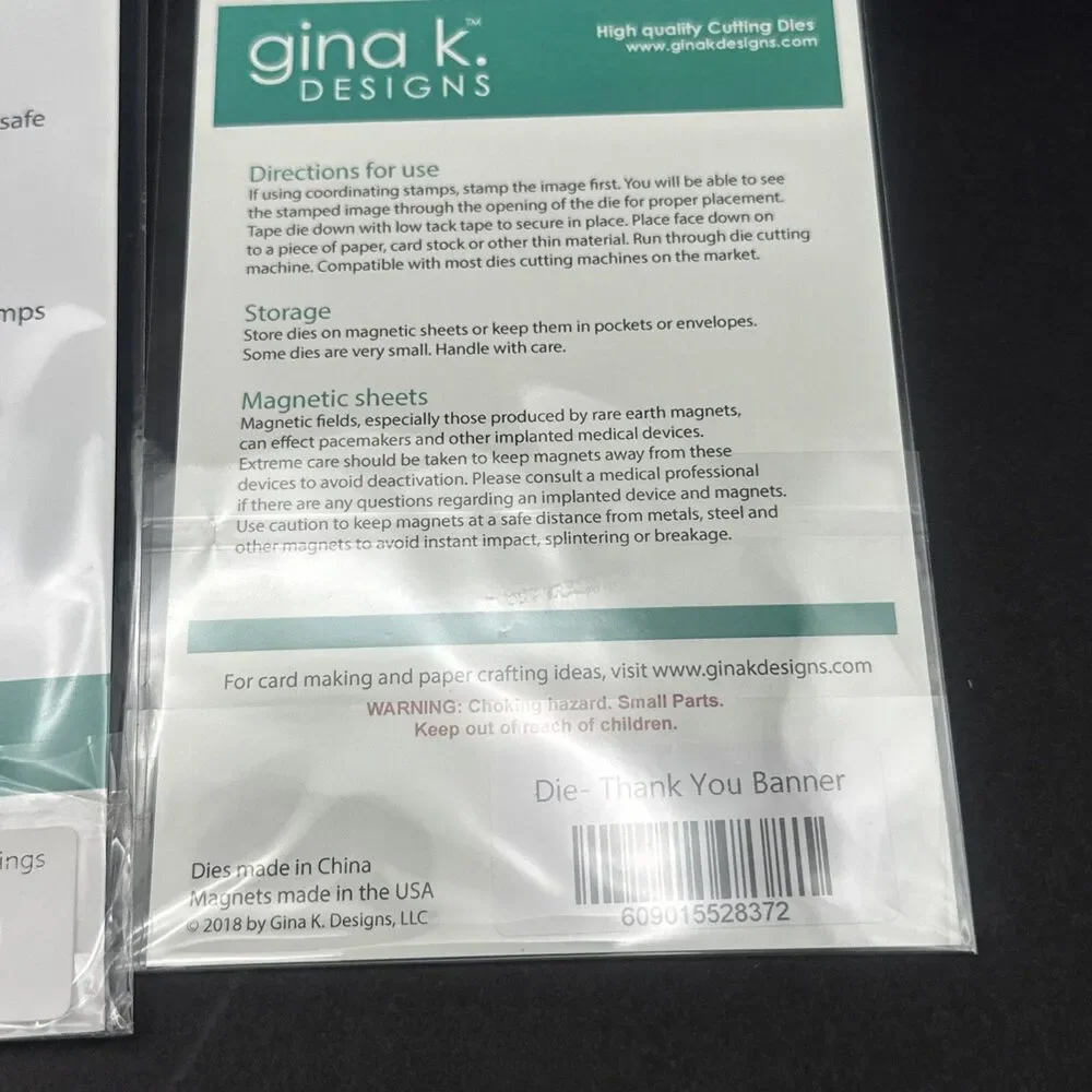 Gina K. Designs THANK YOU GREETINGS Clear Stamp Set  Banner Die New sentiments